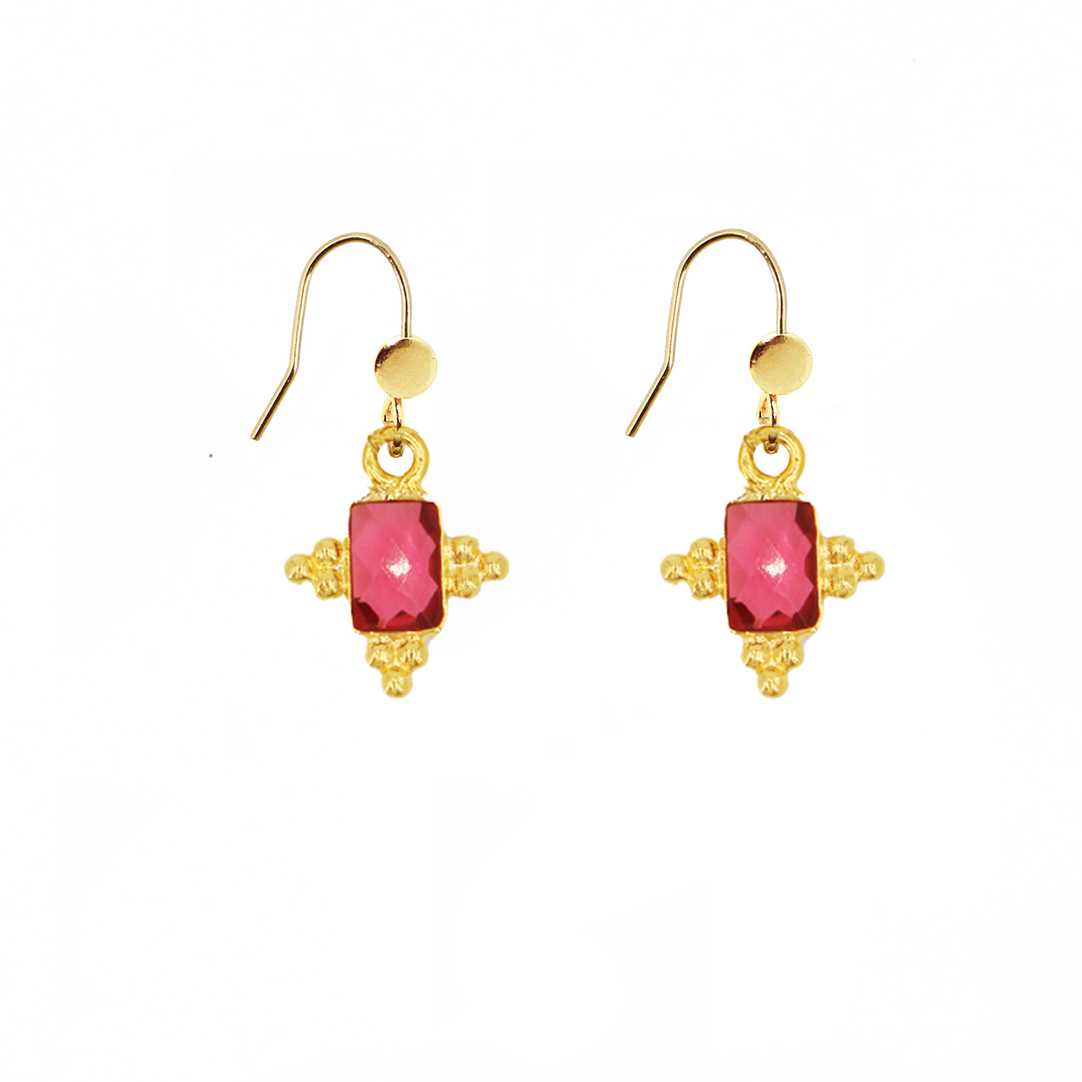 Boucles D'Oreilles Holy - Or & Tourmaline Rose