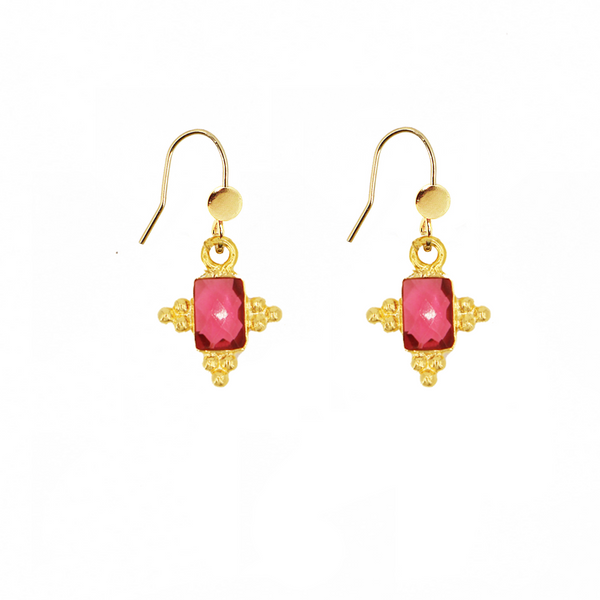 Boucles D'Oreilles Holy - Or & Tourmaline Rose