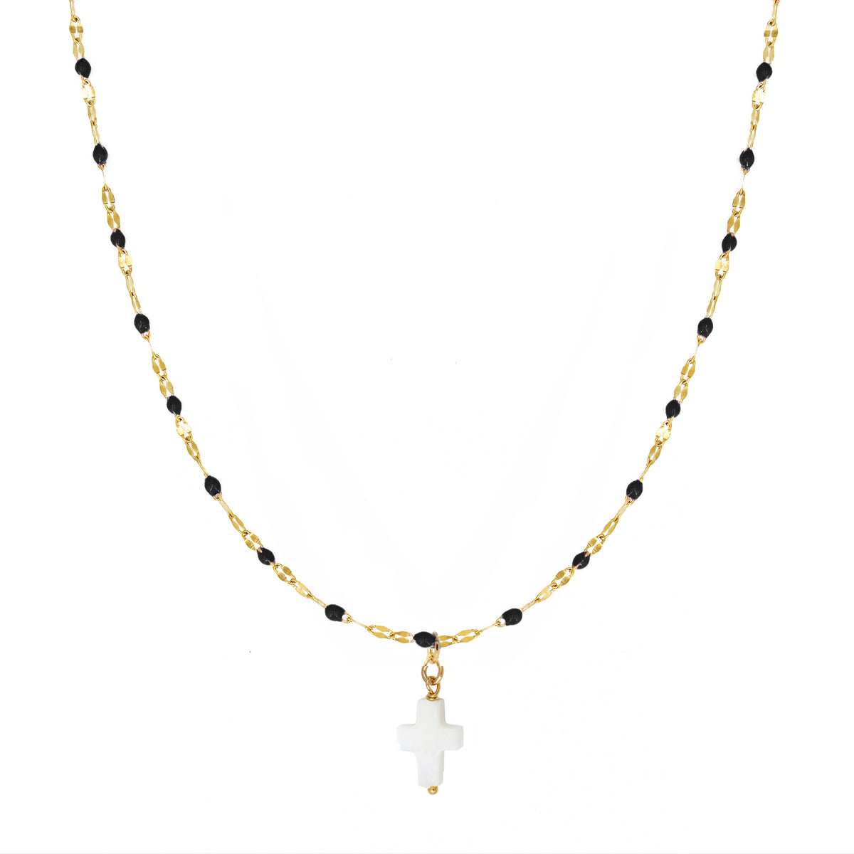 Collier Cross - Or & Noir