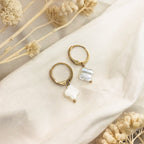 Boucles D'Oreilles White Flowers - Or & Nacre
