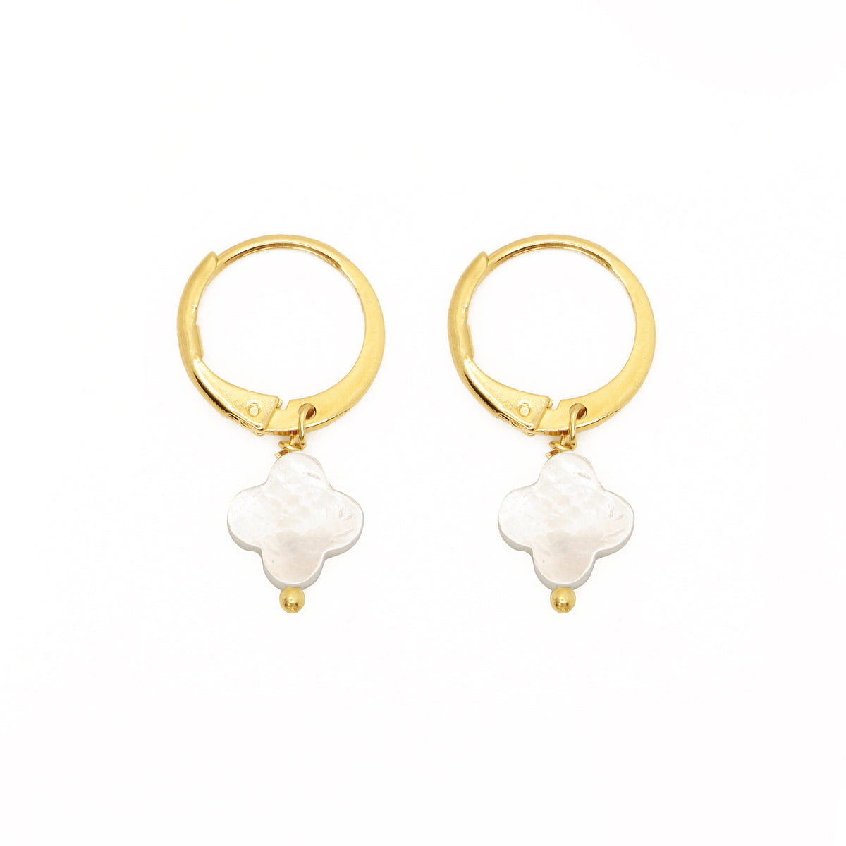Boucles D'Oreilles White Flowers - Or & Nacre