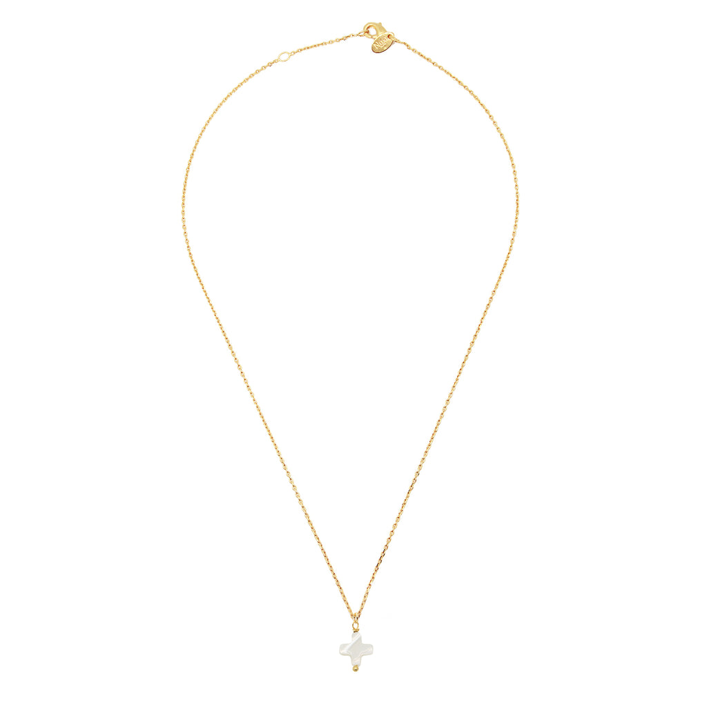 Collier White Cross - Or & Blanc