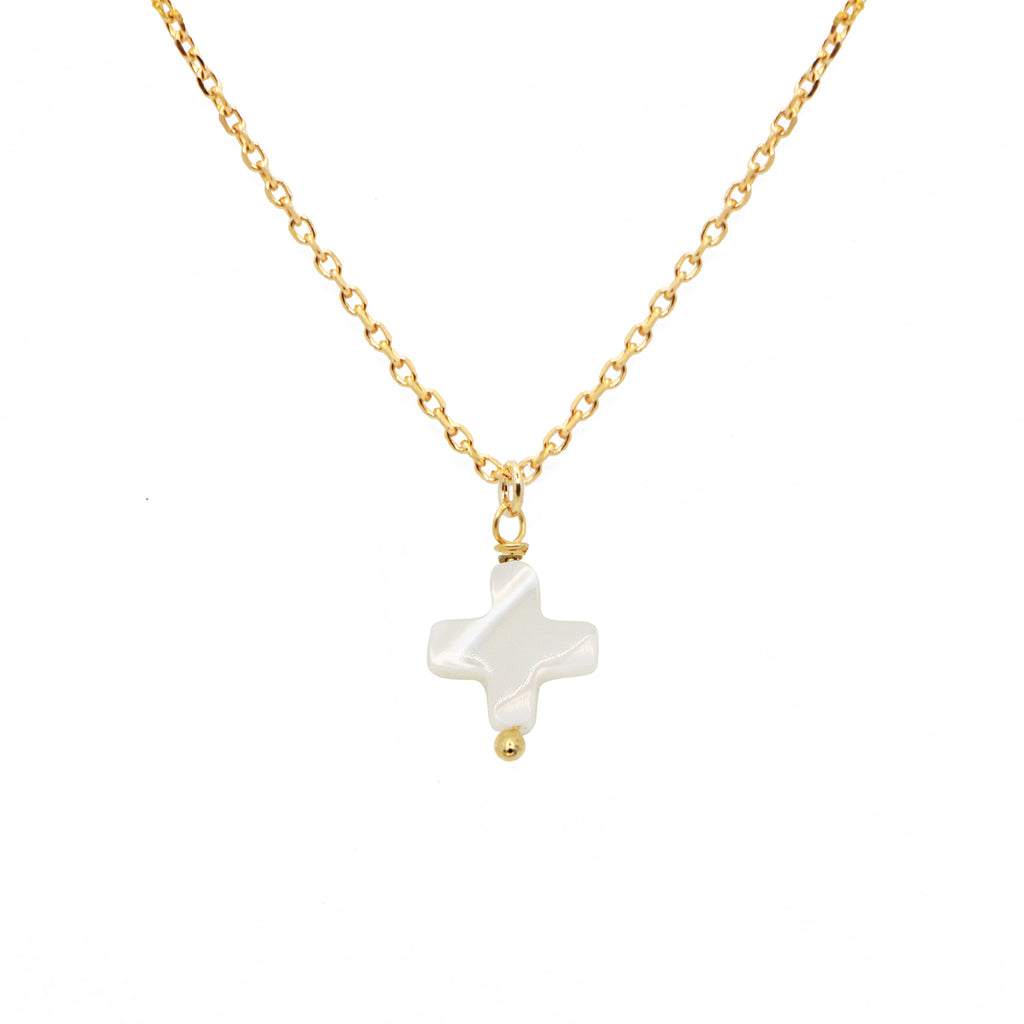 Collier White Cross - Or & Blanc
