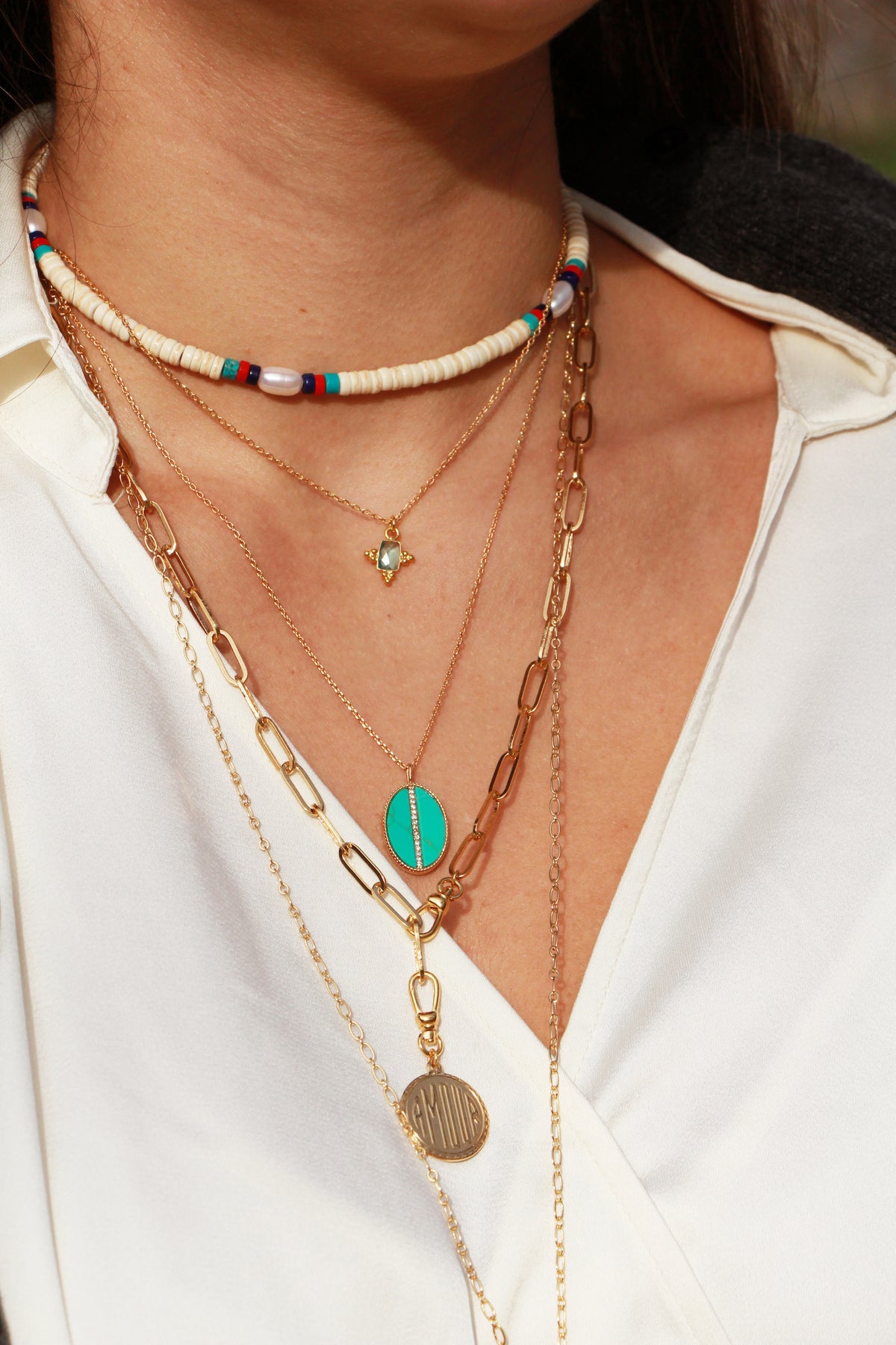 Collier Califormia - Or & Blanc