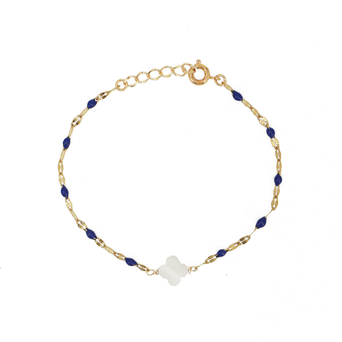 Bracl& Ibiza Bleu Fleur Nacre - Or & Marine Blanc