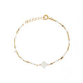 Armband Ibiza Wit Parelmoeren Bloem - Goud & Wit