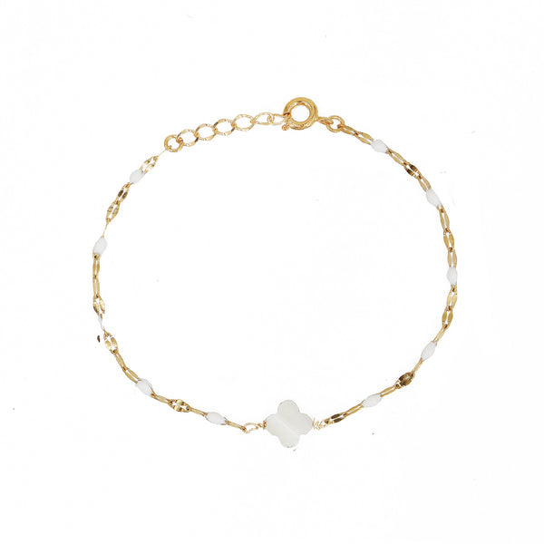 Bracl& Ibiza Vit Blom Pärlemor - Guld & Vit