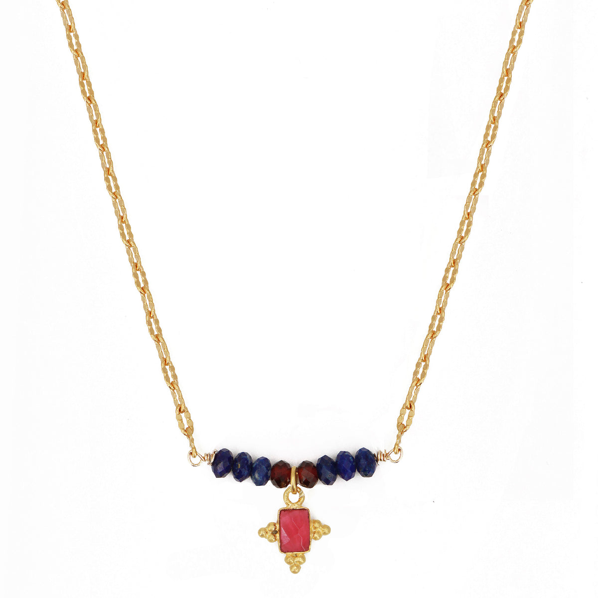 Collier Tiana - Or & Tourmaline Rose