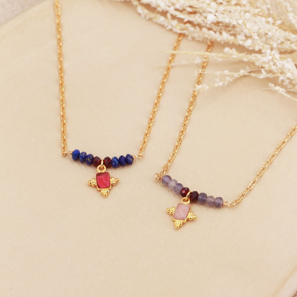 Collier Tiana - Or & Pierre De Lune Rose