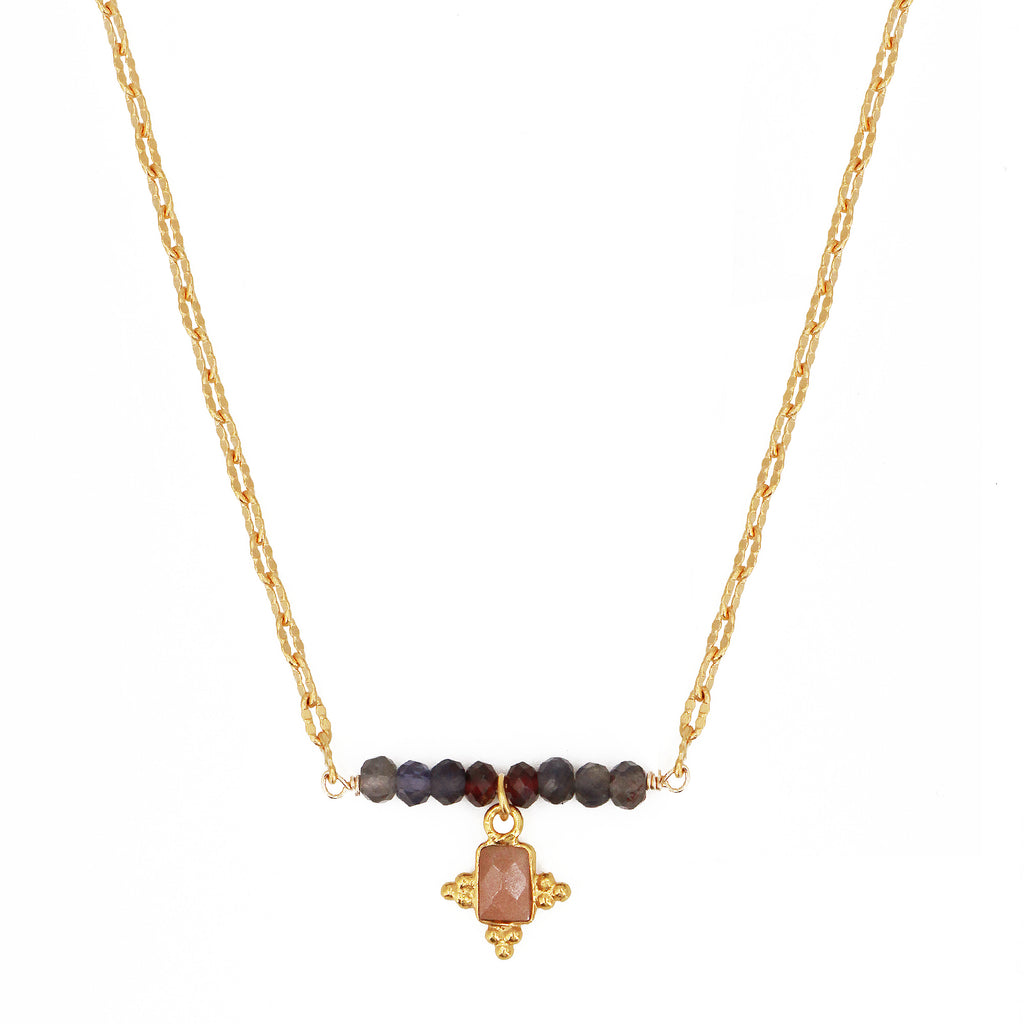 Collier Tiana - Or & Pierre De Lune Rose