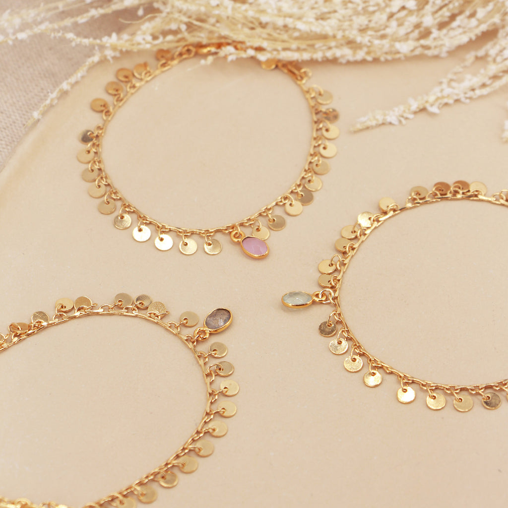 Bracelet Simran - Or & Calcedoine Aqua