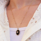 Collier Salomé Billes Etoile Noir - Or & Agate Noire