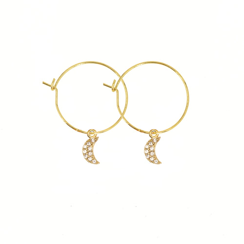 Mini Boucles D'Oreilles Créoles Lune Or - Or