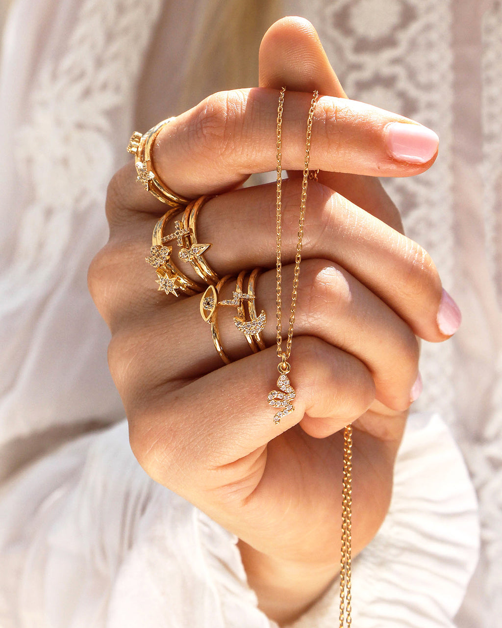 Collier Lily Serpent - Or & Zirconium