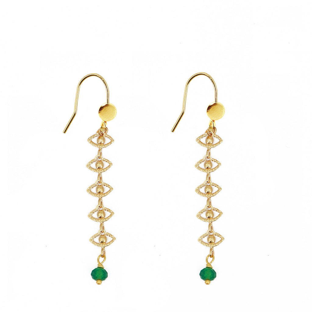 Bo Eyes Agate Vert - Or & Agate Verte