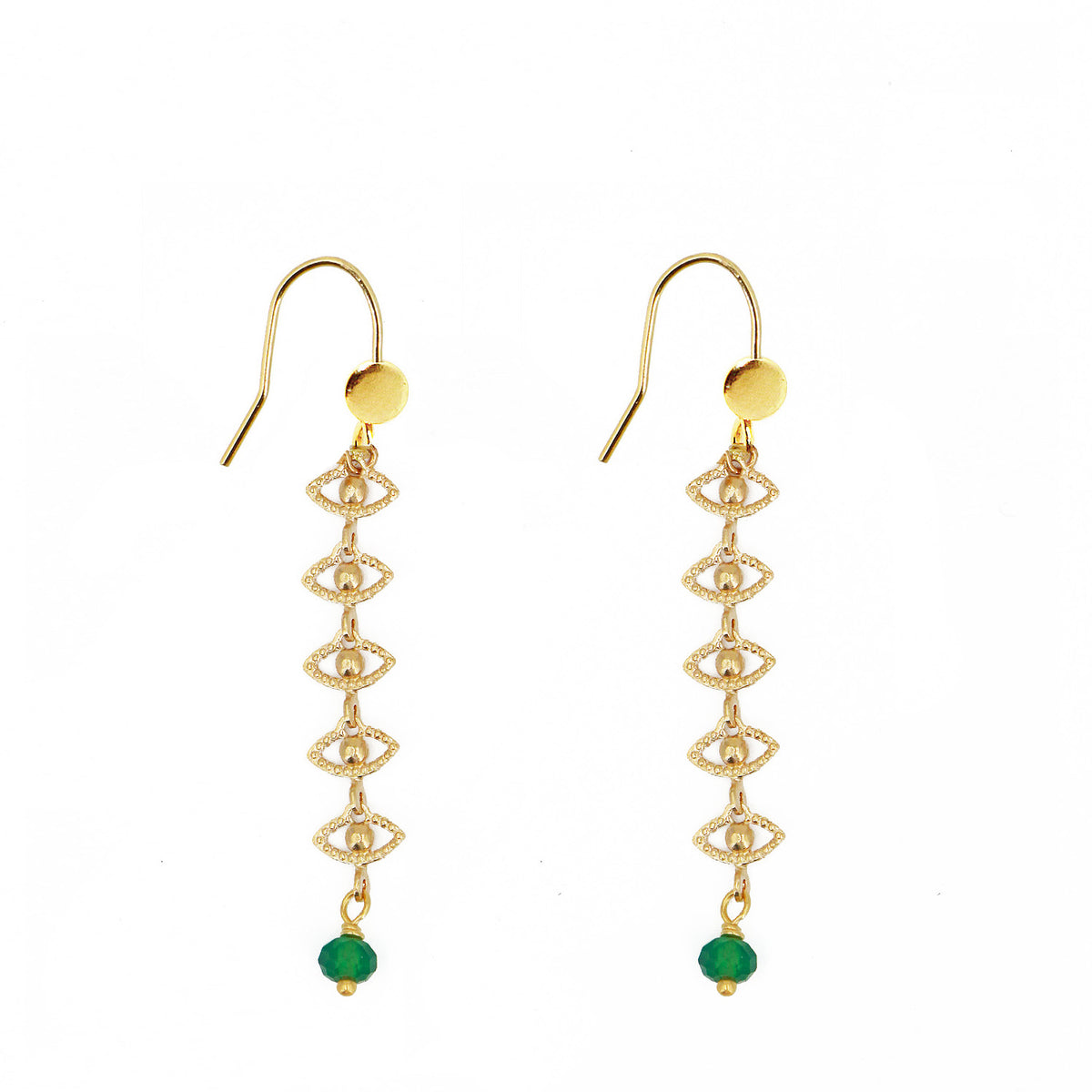 Bo Eyes Agate Vert - Or & Agate Verte