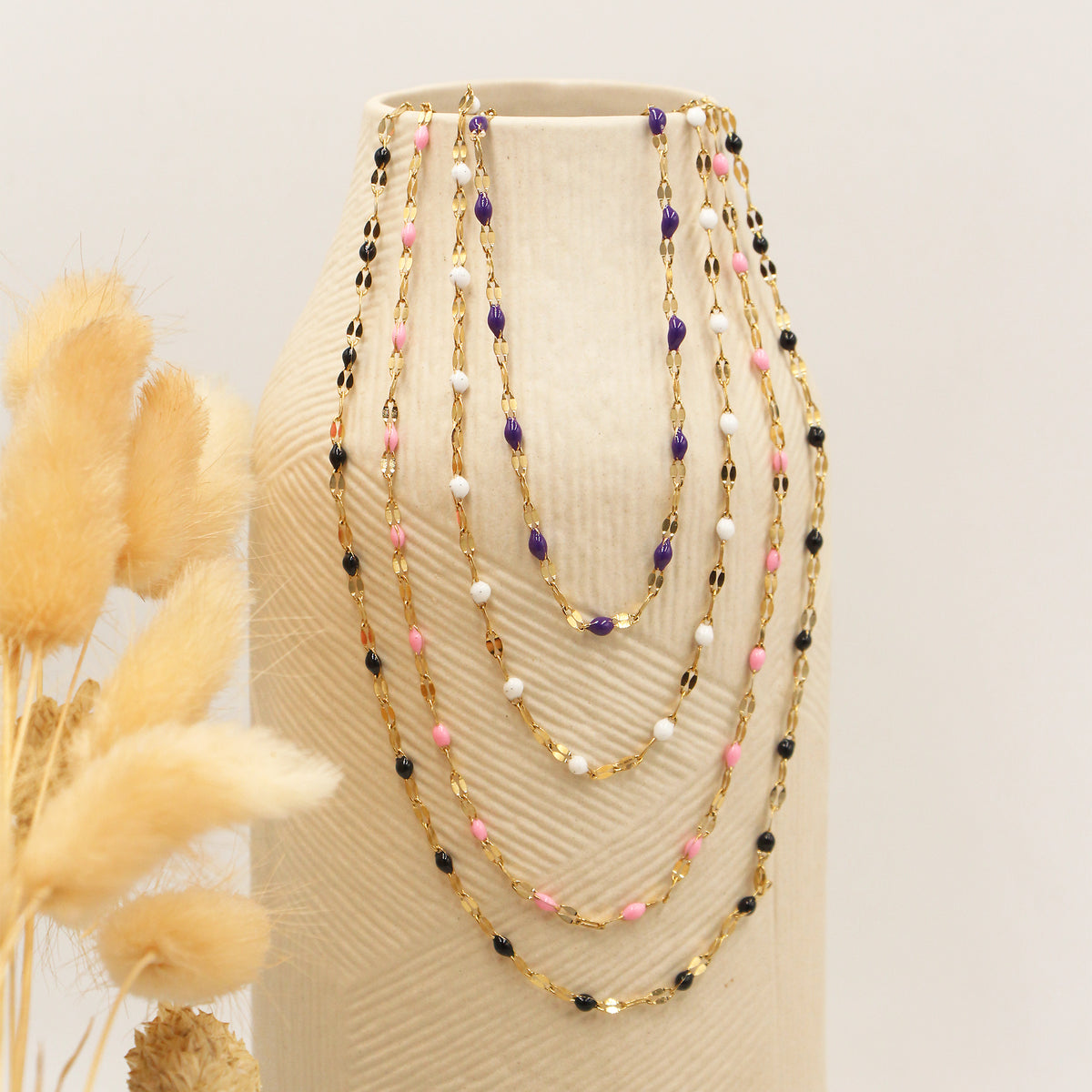 Collier Tuttifrutti - Or & Blanc