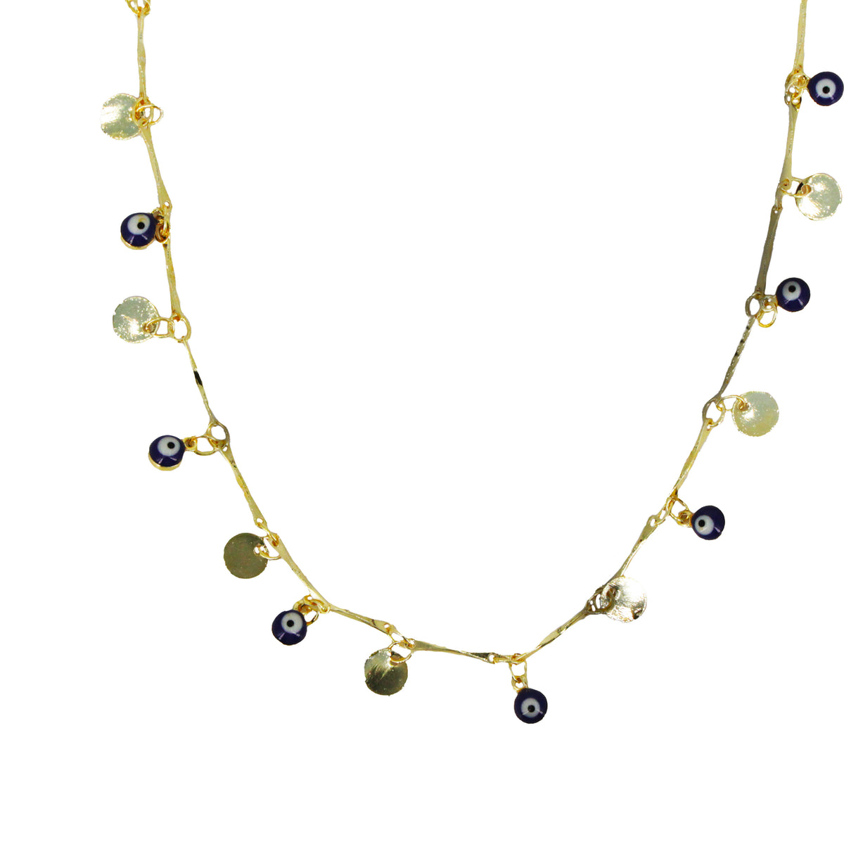 Collier Mini Eyes Marine - Or & Bleu