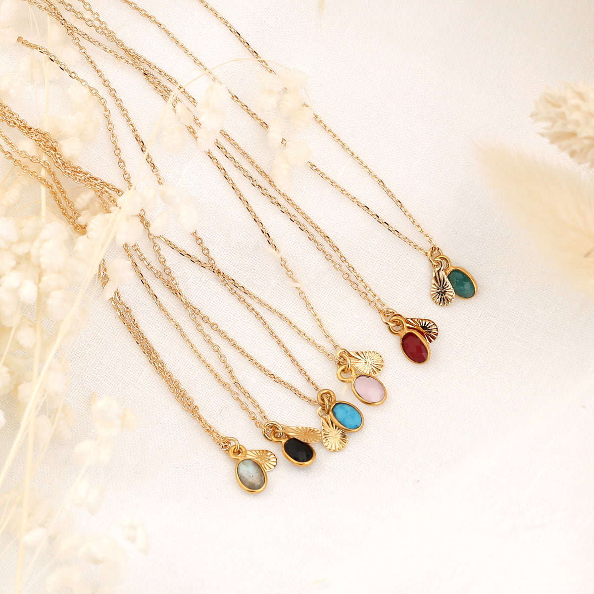 Collier Gaïa - Or & Quartz Rose