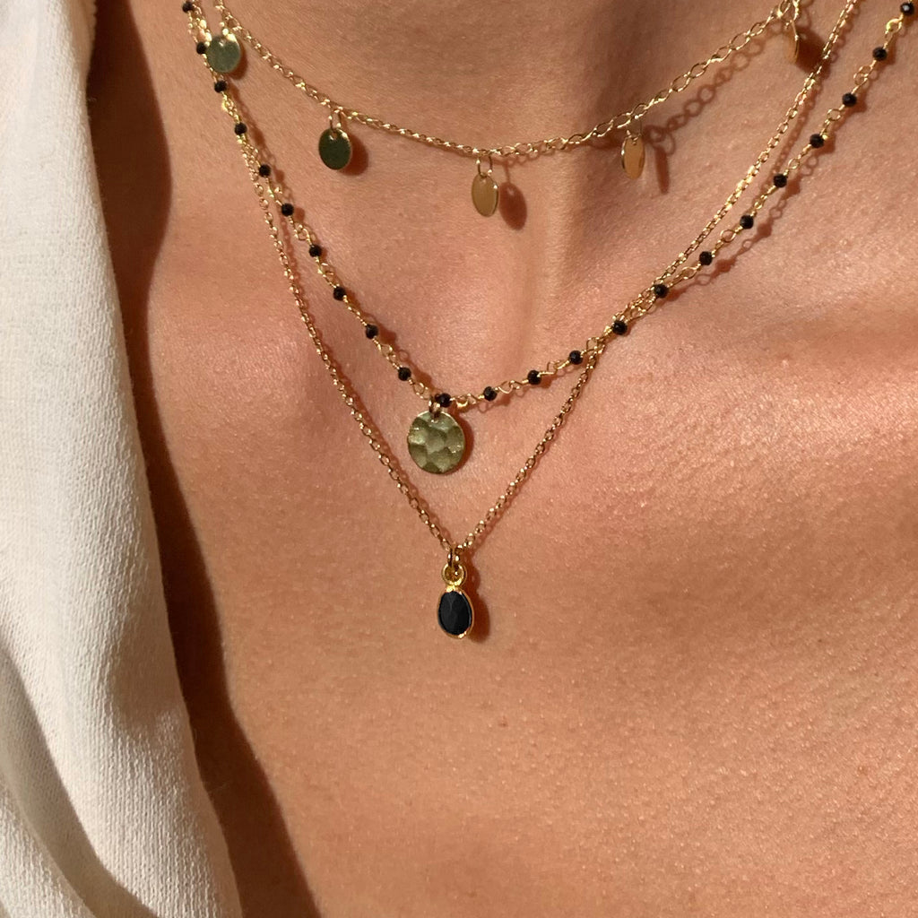 Collier Gaïa - Or & Onyx Noire