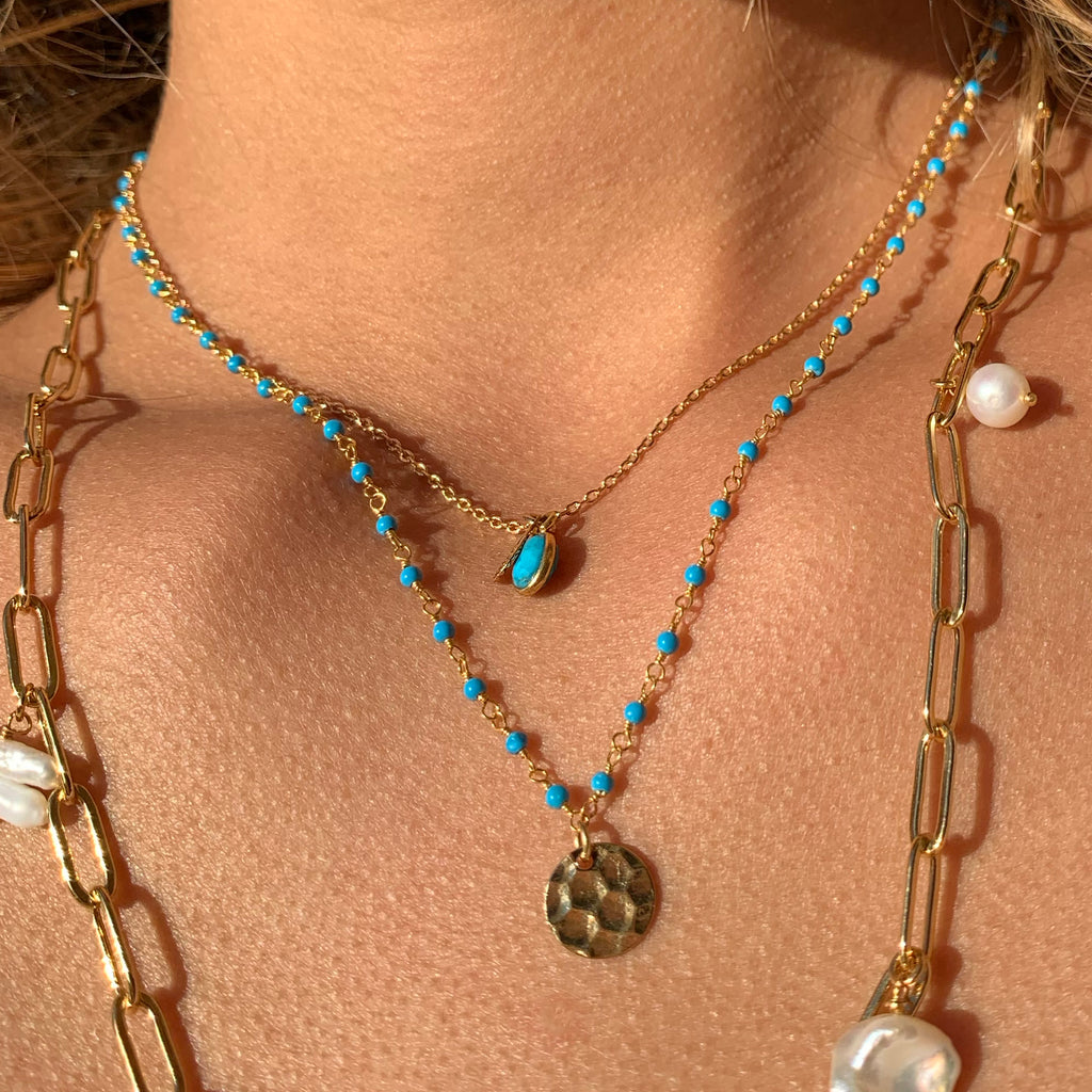 Collier Gaïa - Or & Turquoise