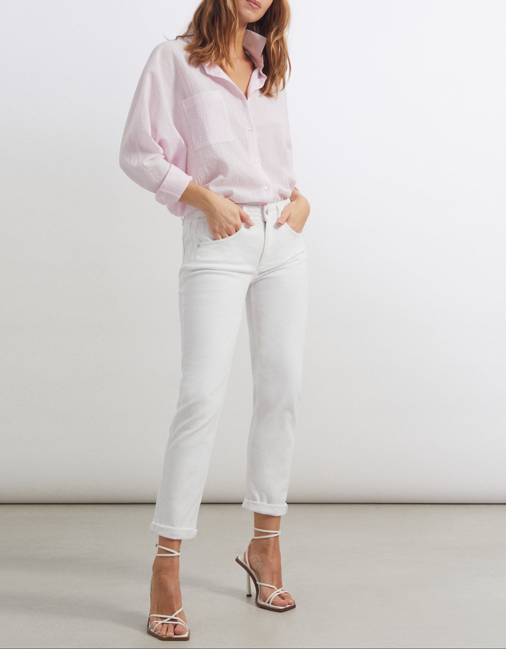 Vaquero Boy Nina - Denim Blanco - Mujer