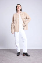 Oversized Nina Cashmere Jacket - White Beige - Women