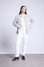 Chaqueta oversize de cachemira Nina - Gris blanco - Mujer