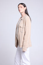 Veste Oversize Cachemire Nina - Beige Blanc - Femme