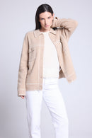 Chaqueta oversize de cachemir Nina - Beige Blanco - Mujer