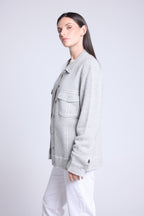 Chaqueta oversize de cachemira Nina - Gris blanco - Mujer