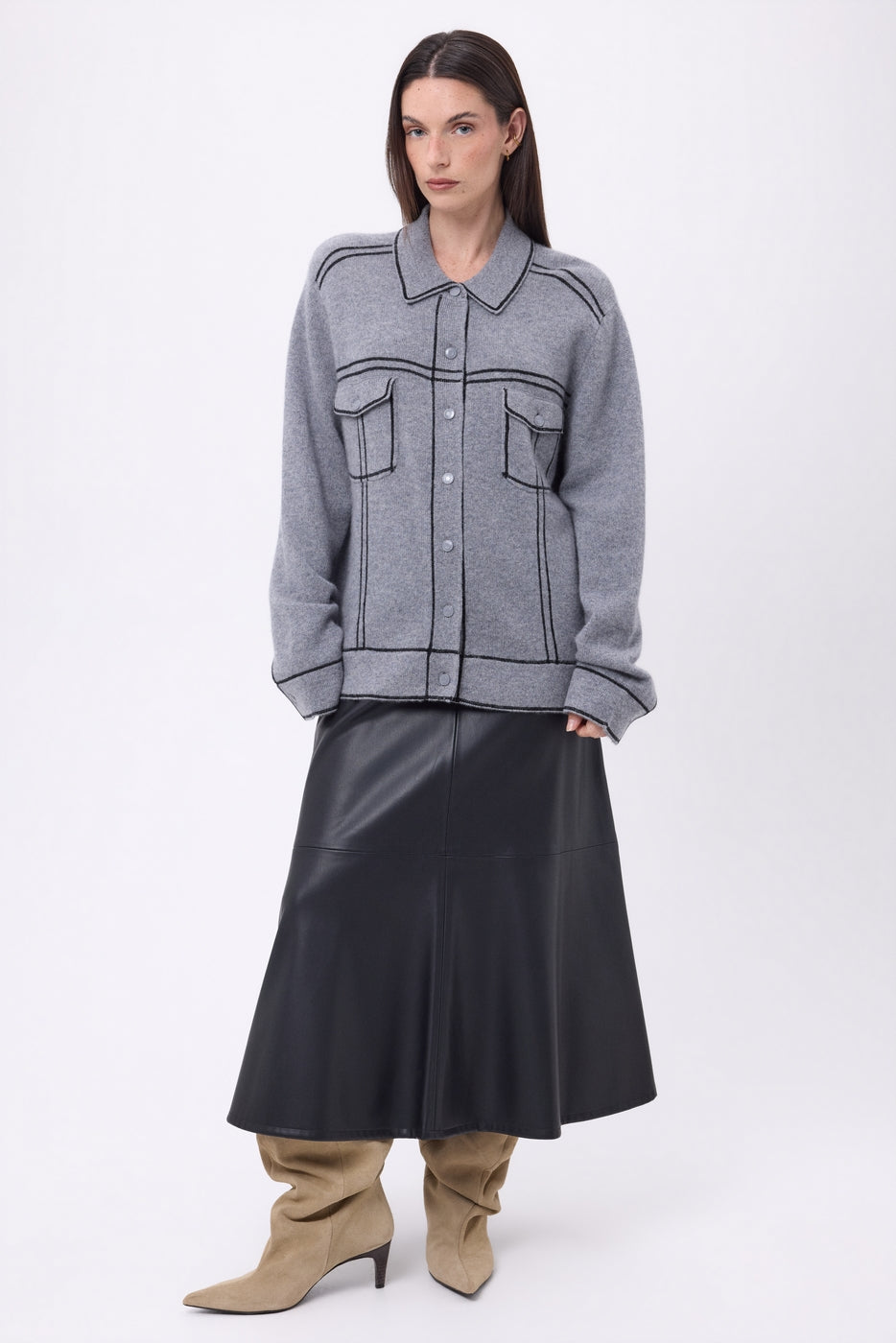 Chaqueta oversize Nina - Gris oscuro negro - Mujer