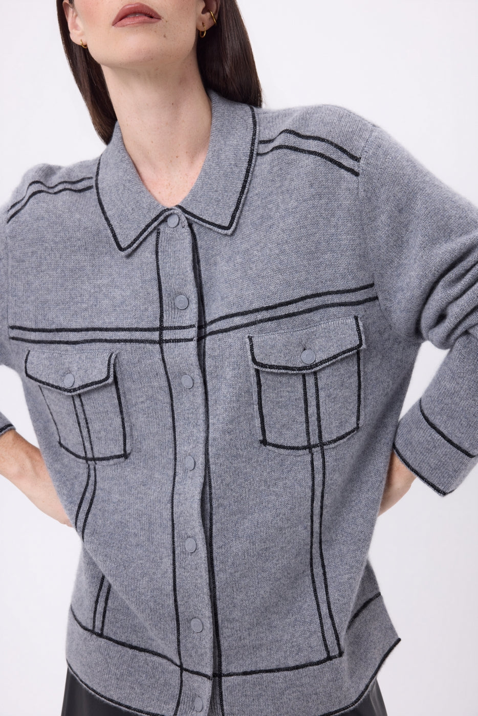 Chaqueta oversize Nina - Gris oscuro negro - Mujer