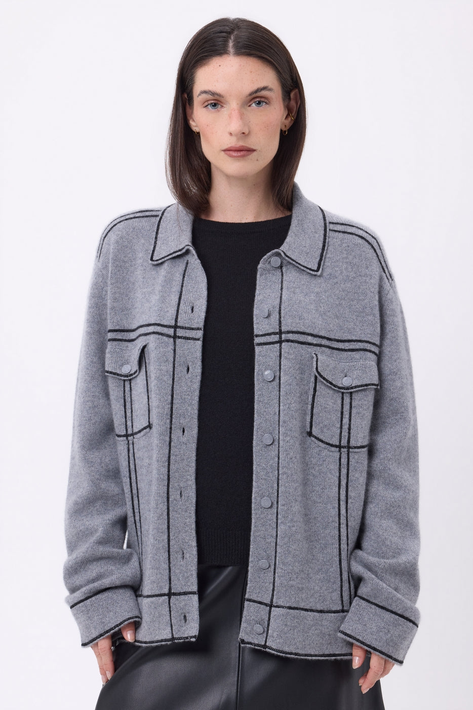 Chaqueta oversize Nina - Gris oscuro negro - Mujer