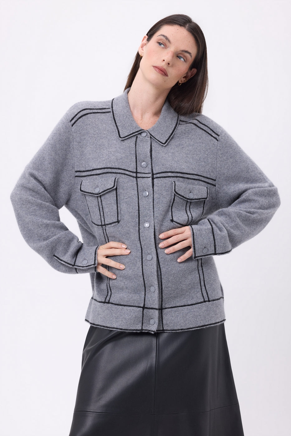 Chaqueta oversize Nina - Gris oscuro negro - Mujer
