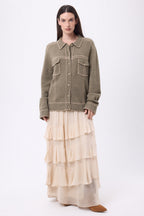 Nina Oversized Jacket - Heather Khaki Cream Beige - Women