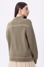 Nina Oversized Jacket - Heather Khaki Cream Beige - Women