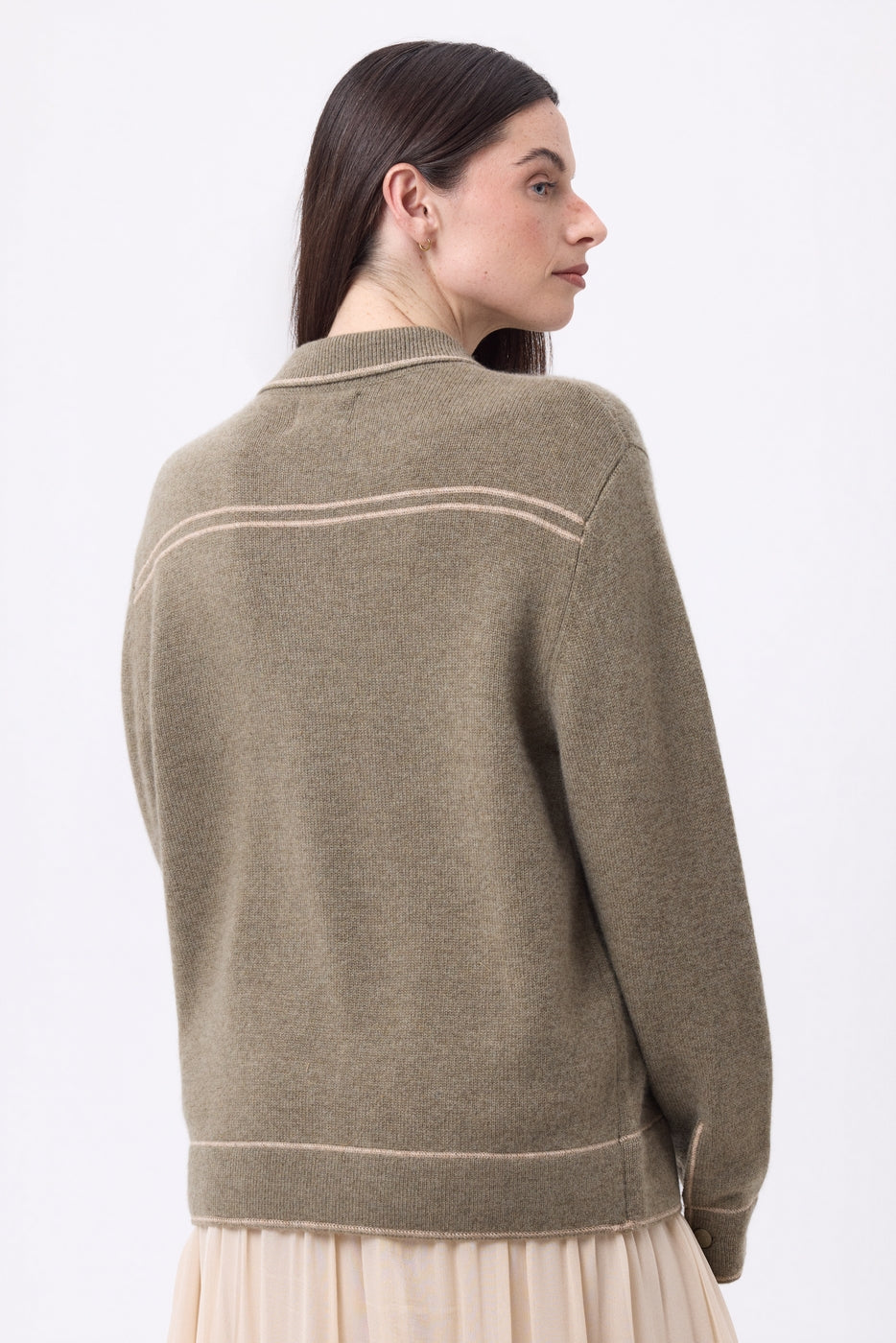 Nina Oversized Jacket - Heather Khaki Cream Beige - Women
