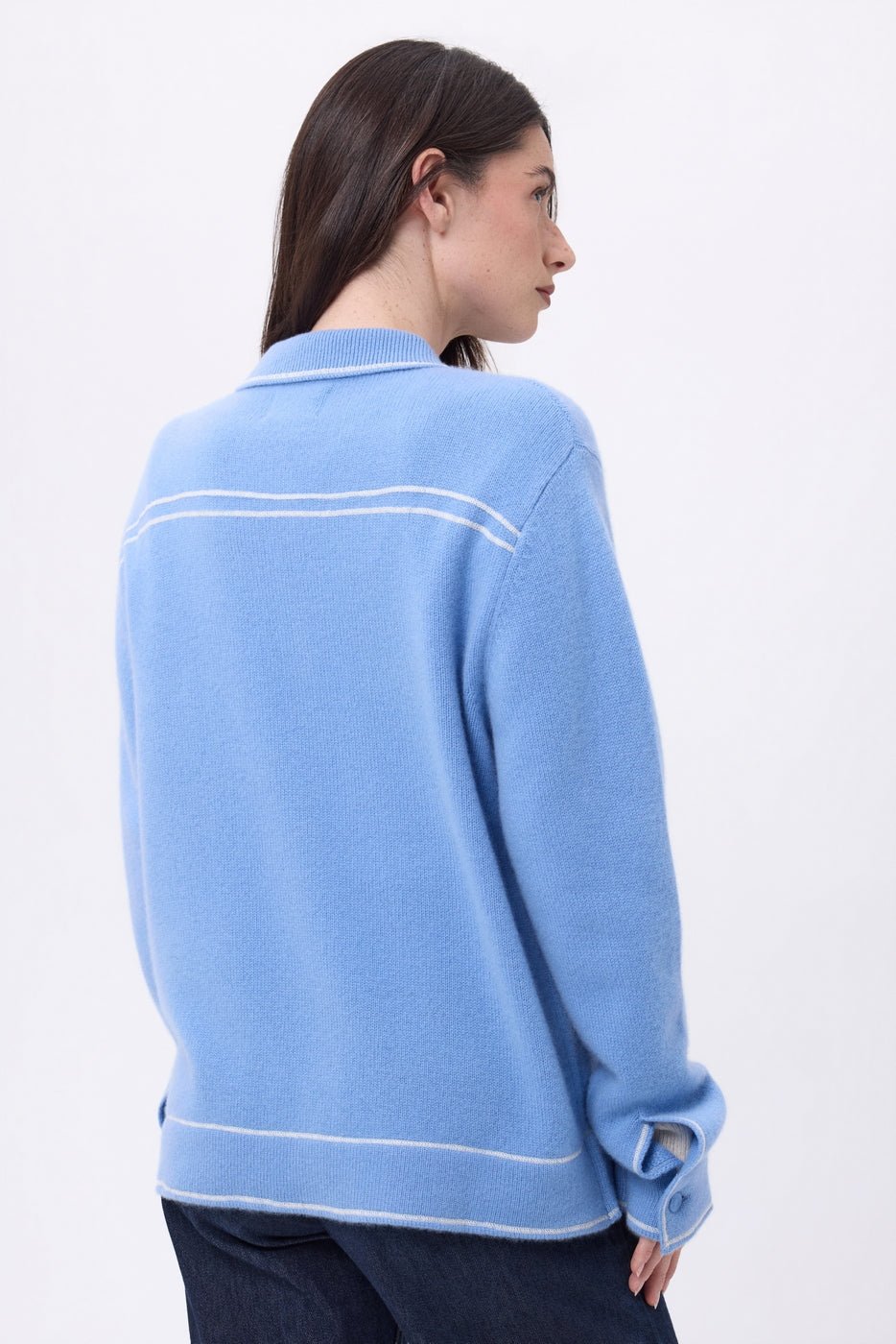 Nina Oversized Jacket - Light Blue White - Women