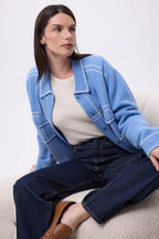 Nina Oversized Jacket - Light Blue White - Women