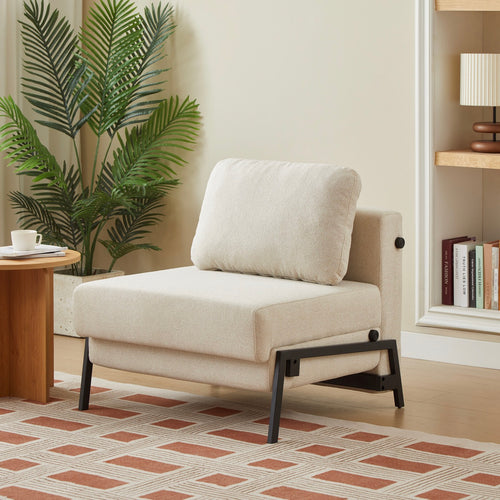Nio - Fauteuil Convertible 1 Place - Tissu Beige