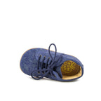 Pom d'Api – Pom D'Api - Nioupi Primo - Marine, chaussure de bébé bleue en daim, vue de côté