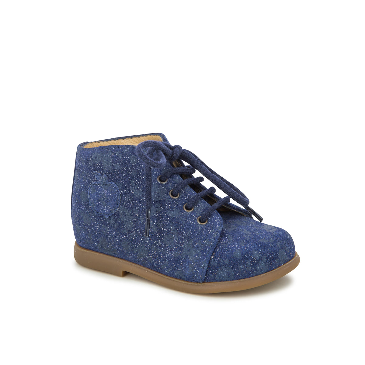 Pom d'Api – Pom D'Api - Nioupi Primo - Marine, chaussure montante bleue en daim avec lacets, vue de côté