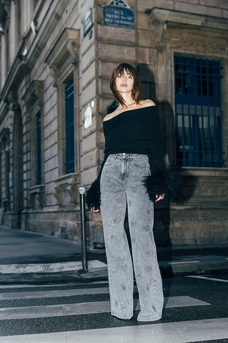 Jeans Lara - Strass Gris