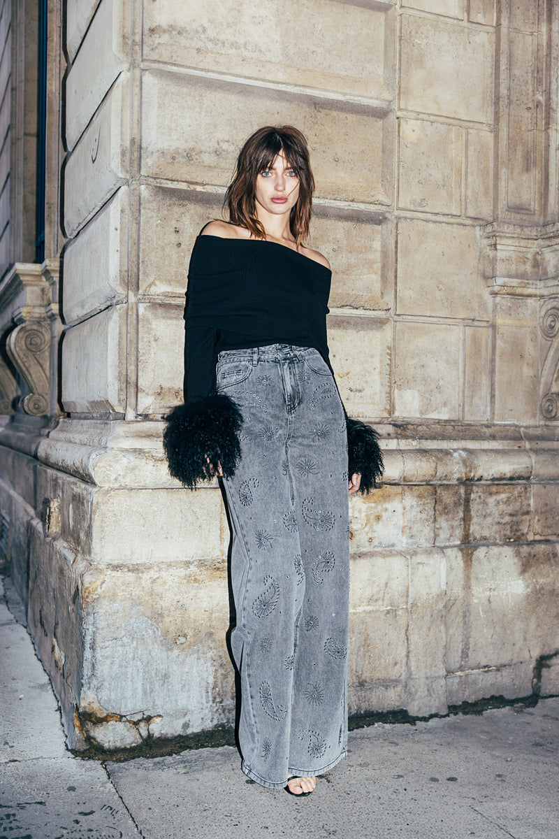 Jeans Lara - Strass Gris