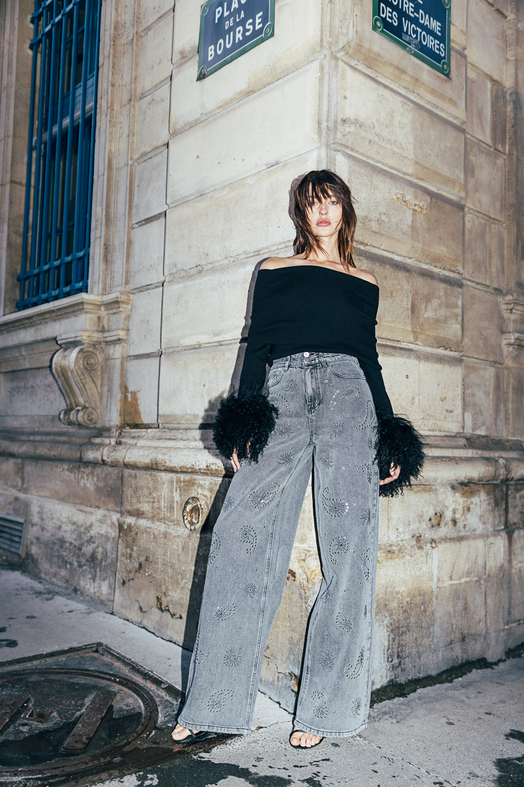 Lara Jeans - Grey Diamanté