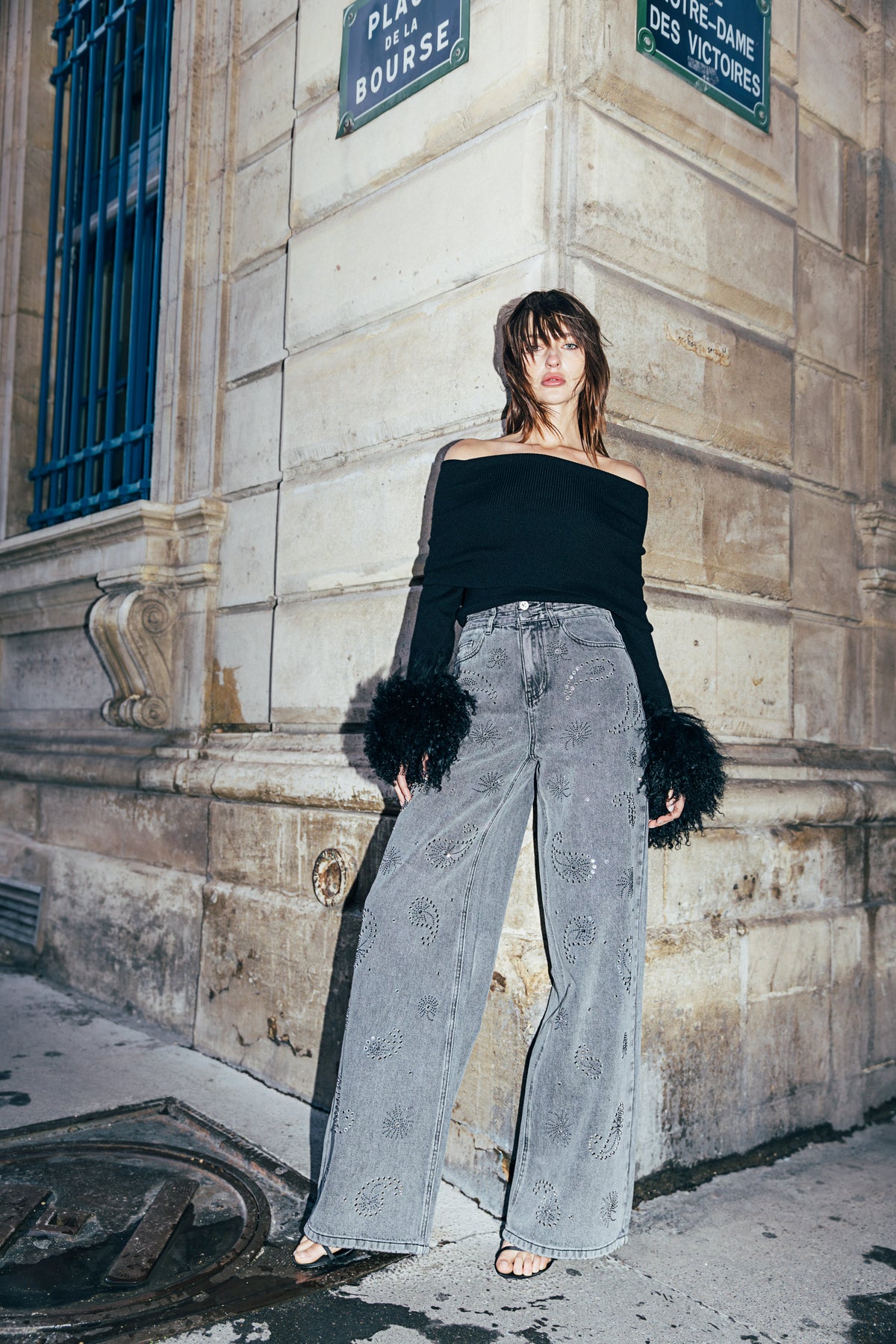Lara Jeans - Grey Diamanté
