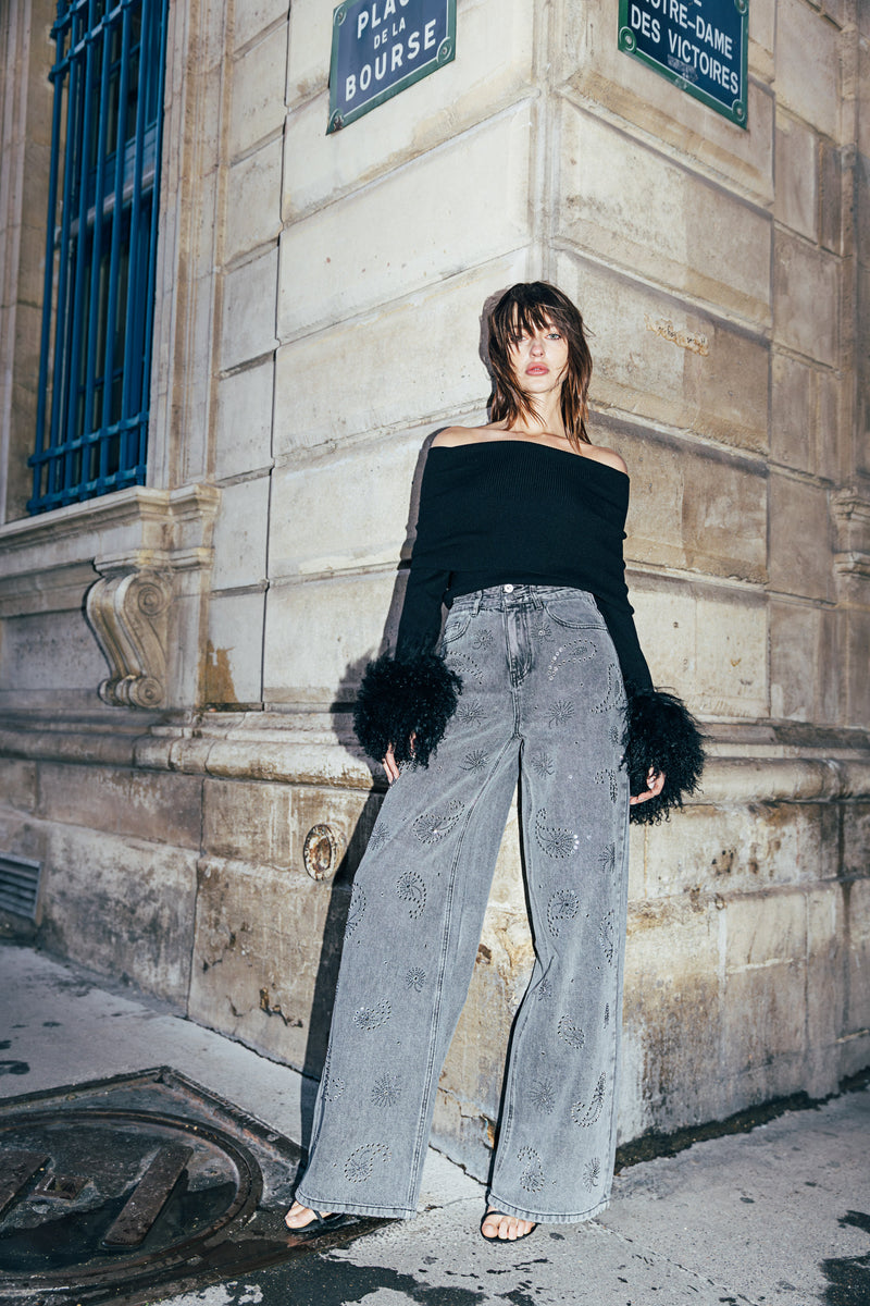 Jeans Lara - Strass Gris