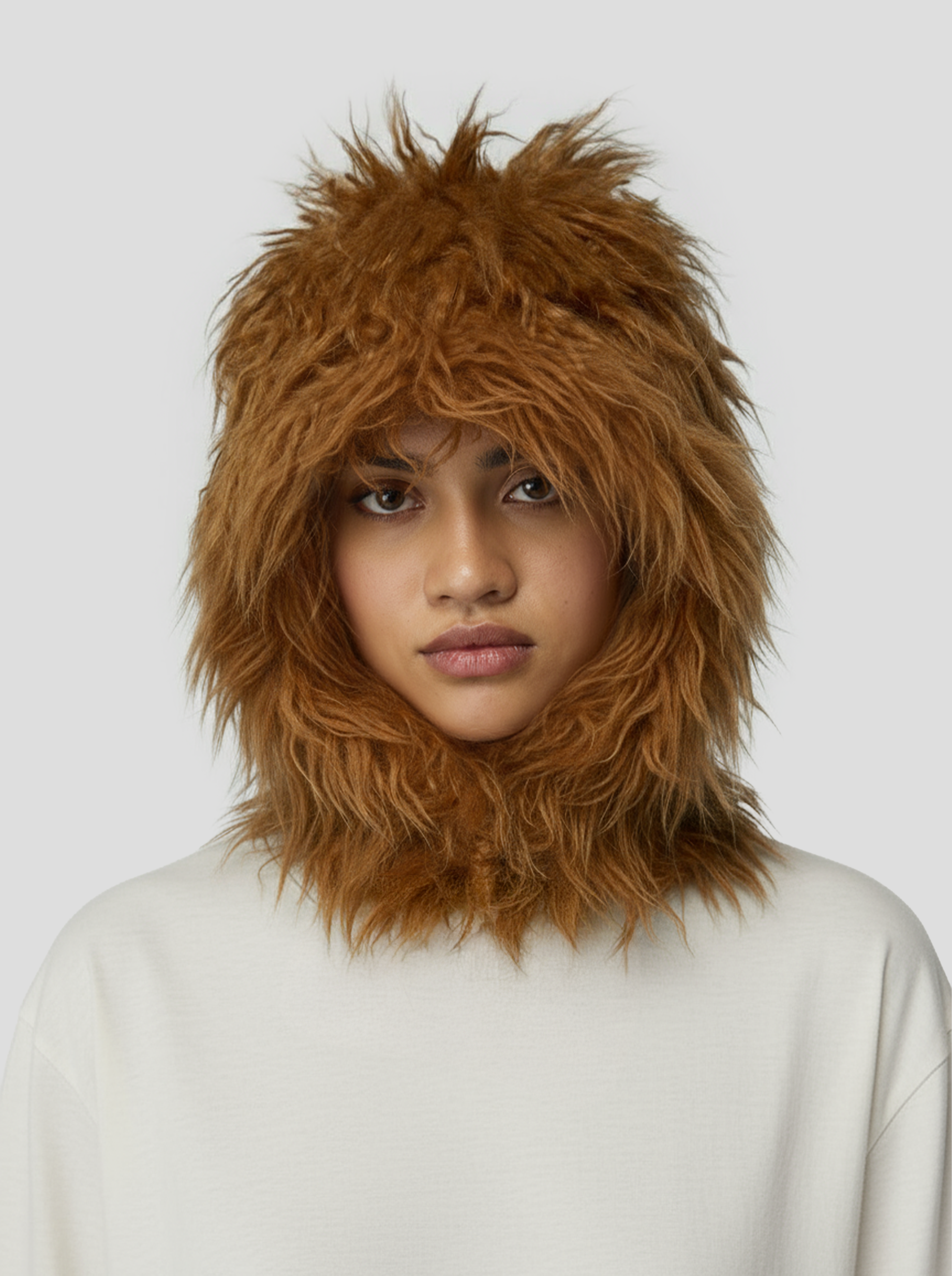 Balaclava Hood In Fire Grizzly Fur