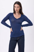 Noah V-Neck T-Shirt - Navy Blue - Women